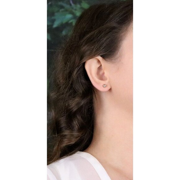 14k Yellow Gold 4.8mm Ball Bead Earrings Stud Post - Picture 4 of 8